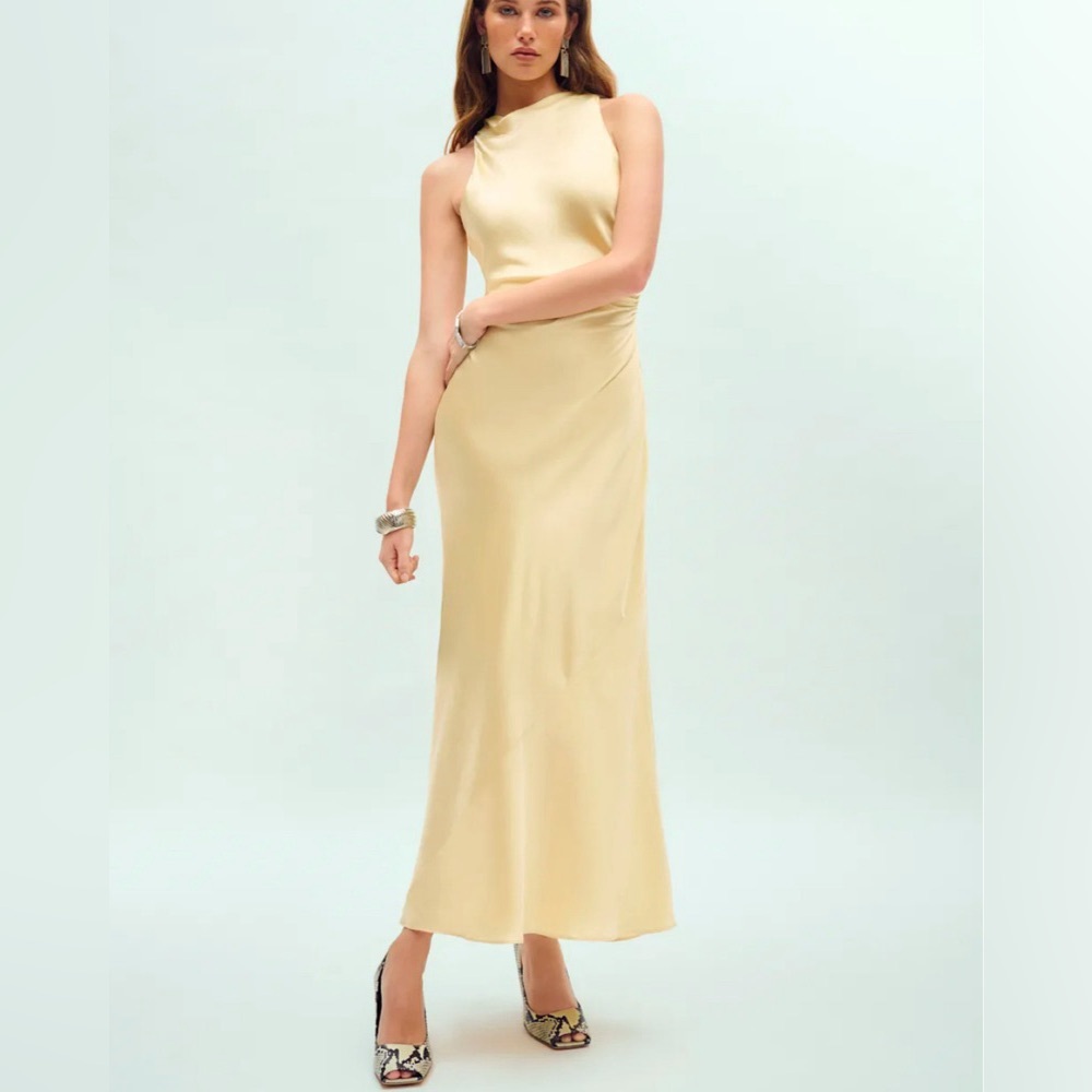 NWT Reformation Casette Silk Dress Blonde Sz 8